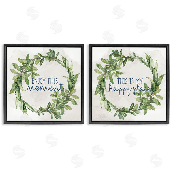 Stupell Industries Anne Bailey | Enjoy Happy Greenery Wreath Wall Art