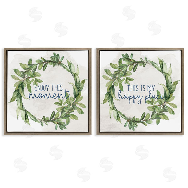 Stupell Industries Anne Bailey | Enjoy Happy Greenery Wreath Wall Art