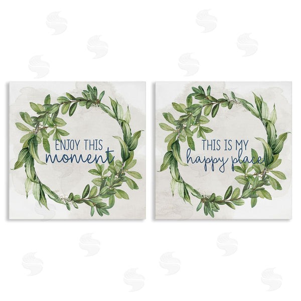 stupell industries Anne Bailey | Enjoy Happy Greenery Wreath Wall Art