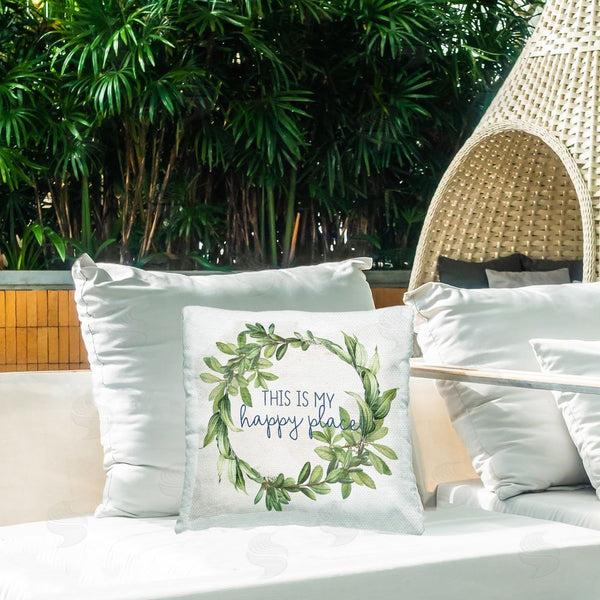 Stupell Industries Anne Bailey | Happy Place Wreath Printed Throw Pillow