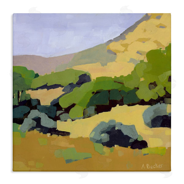 stupell industries Anne Becker | Green Hillside Meadow Abstract Country Landscape