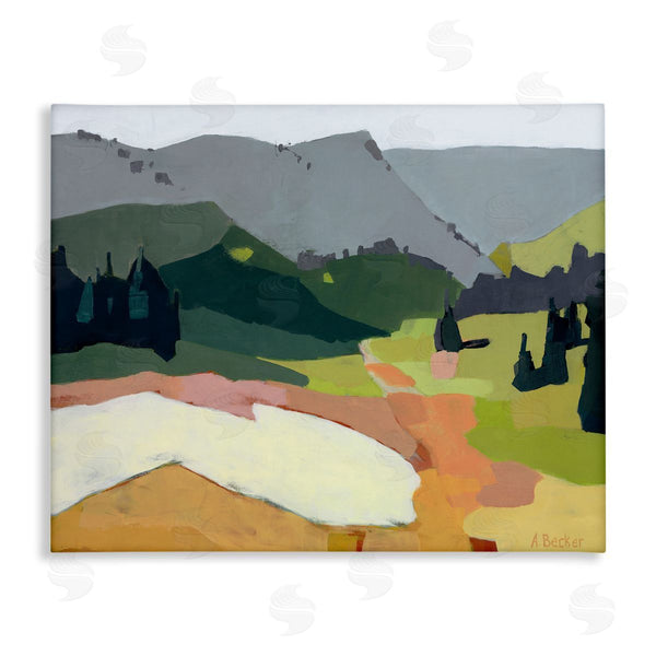 stupell industries Anne Becker | Winter Thawed Abstract Snow Mountain Landscape