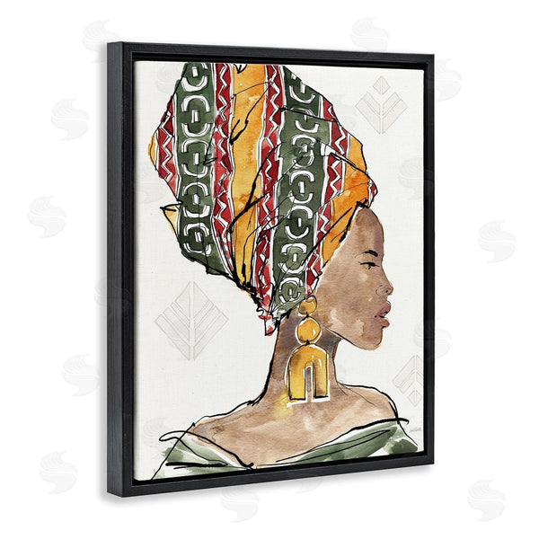 Stupell Industries Anne Tavoletti | African Woman Patterned Head Wrap Strong Portrait Wall Art