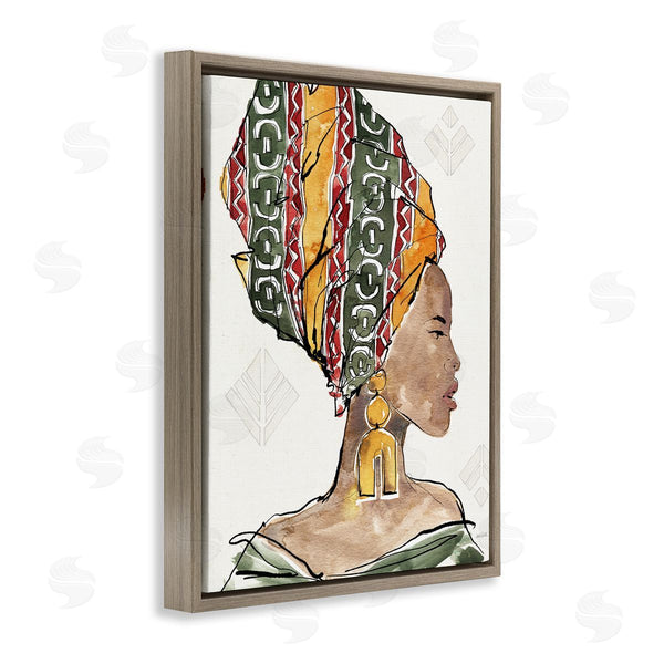 Stupell Industries Anne Tavoletti | African Woman Patterned Head Wrap Strong Portrait Wall Art