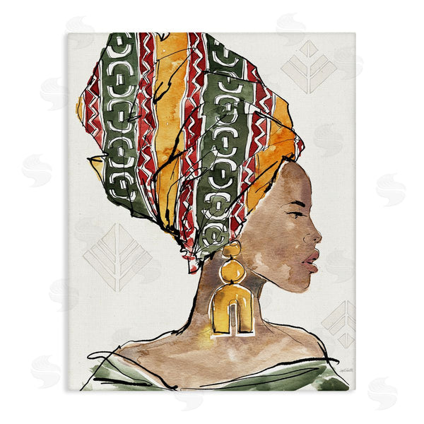 stupell industries Anne Tavoletti | African Woman Patterned Head Wrap Strong Portrait Wall Art