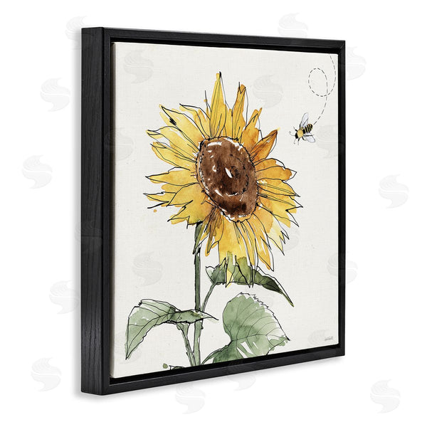 Stupell Industries Anne Tavoletti | Cheerful Sunflower Buzzing Bee