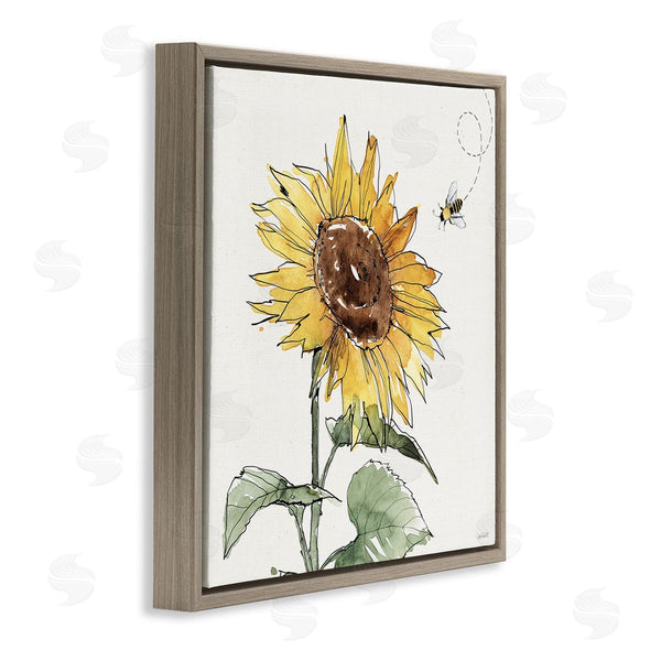 Stupell Industries Anne Tavoletti | Cheerful Sunflower Buzzing Bee
