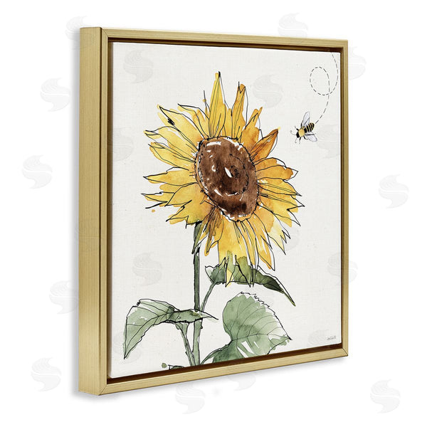 Stupell Industries Anne Tavoletti | Cheerful Sunflower Buzzing Bee