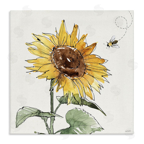 stupell industries Anne Tavoletti | Cheerful Sunflower Buzzing Bee
