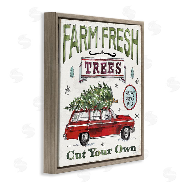 Stupell Industries Anne Tavoletti | Farm Fresh Trees Vintage Christmas Advertisement Station Wagon Wall Art
