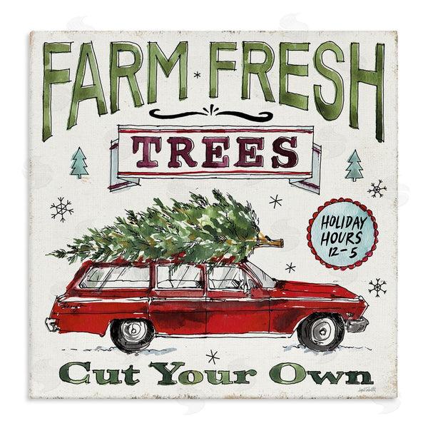 stupell industries Anne Tavoletti | Farm Fresh Trees Vintage Christmas Advertisement Station Wagon Wall Art