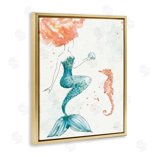 Stupell Industries Anne Tavoletti | Mermaid And Ocean Seahorse