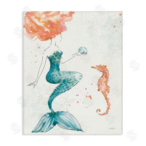 stupell industries Anne Tavoletti | Mermaid and Ocean Seahorse