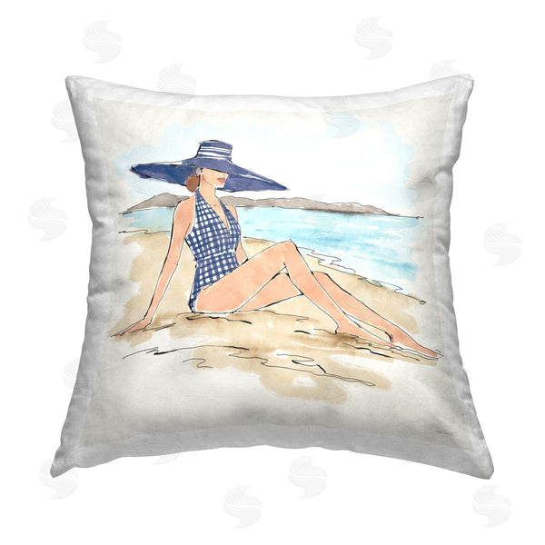 stupell industries Anne Tavoletti | Sun Bathing Beauty Printed Throw Pillow