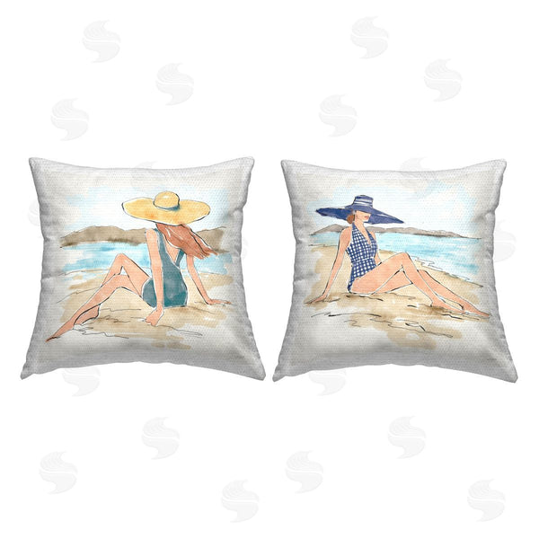 Stupell Industries Anne Tavoletti | Trendy Females On Beach Printed Throw Pillow Set