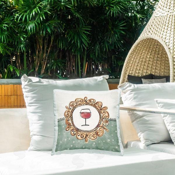 Stupell Industries Anne Tavoletti | Wine With Classic Border Printed Throw Pillow