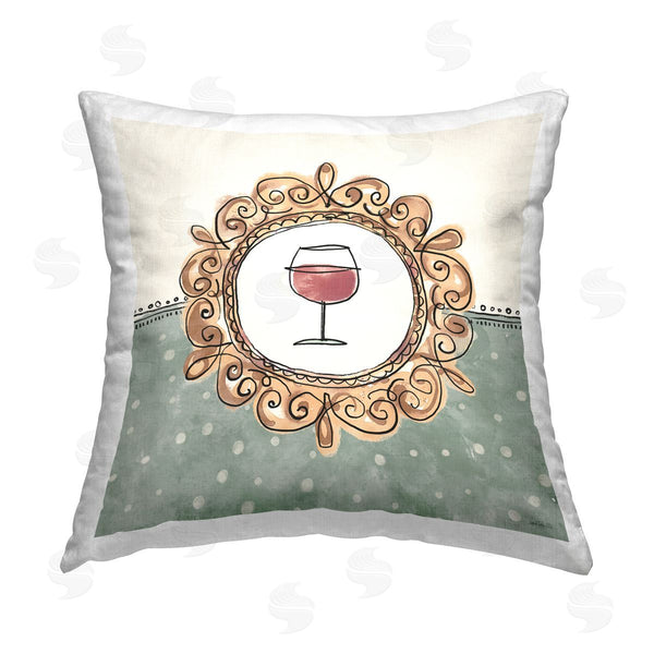 stupell industries Anne Tavoletti | Wine with Classic Border Printed Throw Pillow