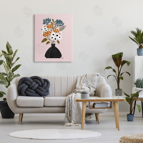 Stupell Industries Annie Bailey Art | Bold Mixed Flowers Bohemian Spring Vintage Pot Wall Art