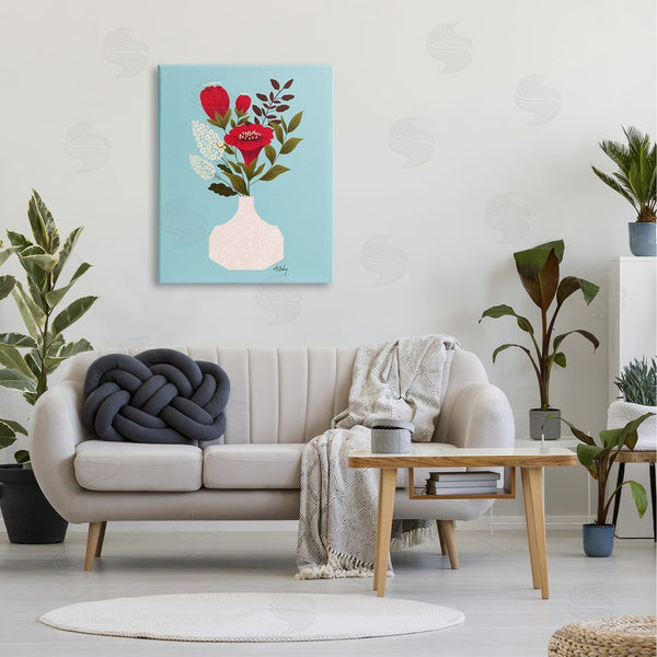 Stupell Industries Annie Bailey Art | Bold Red Poppies Blossoms Modern White Pottery Wall Art