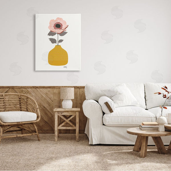 Stupell Industries Annie Bailey Art | Modern Pink Poppy Patterned Pottery Minimal Still Life Wall Art