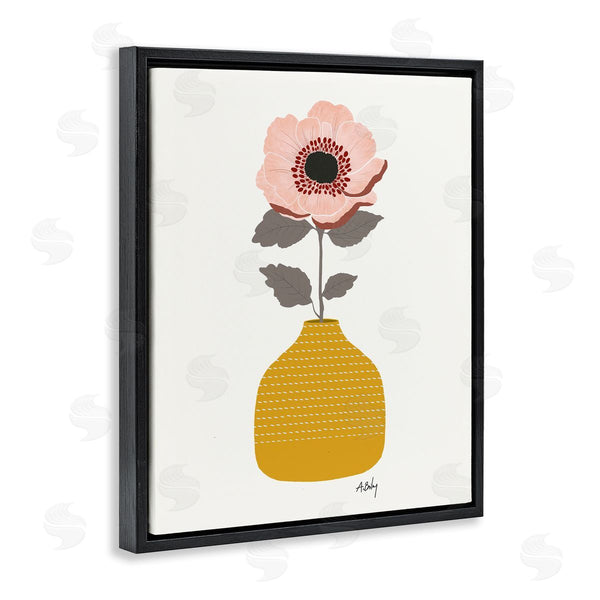 Stupell Industries Annie Bailey Art | Modern Pink Poppy Patterned Pottery Minimal Still Life Wall Art