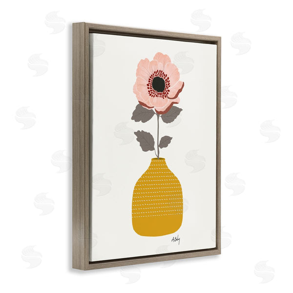 Stupell Industries Annie Bailey Art | Modern Pink Poppy Patterned Pottery Minimal Still Life Wall Art