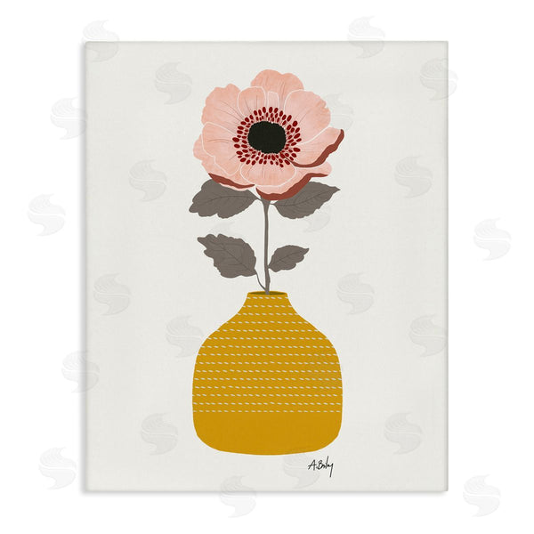 stupell industries Annie Bailey Art | Modern Pink Poppy Patterned Pottery Minimal Still Life Wall Art