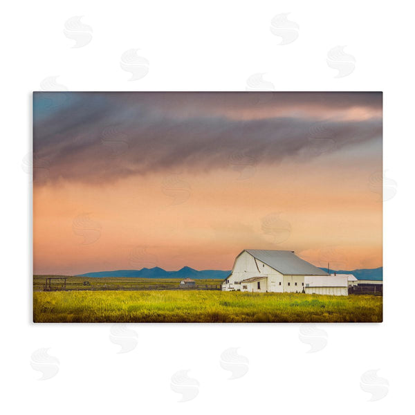 stupell industries Annie Bailey Art | Vintage White Barn at Sunrise Wall Art