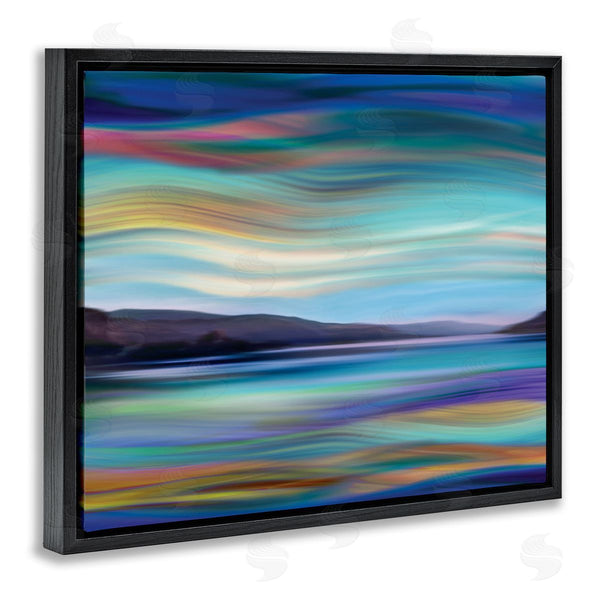 Stupell Industries Annie Campbell | Mountain Lake Landscape Fluid Abstract Waves Wall Art