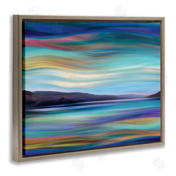 Stupell Industries Annie Campbell | Mountain Lake Landscape Fluid Abstract Waves Wall Art