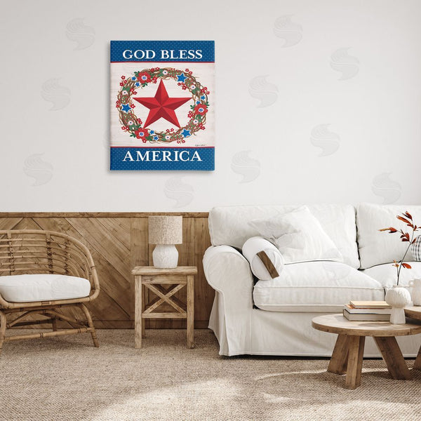 Stupell Industries Annie LaPoint | God Bless America Wreath Wall Art