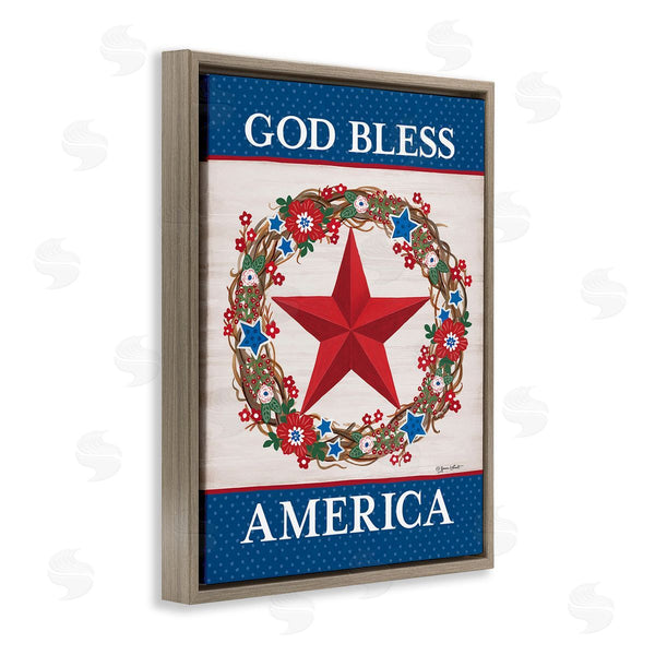 Stupell Industries Annie LaPoint | God Bless America Wreath Wall Art
