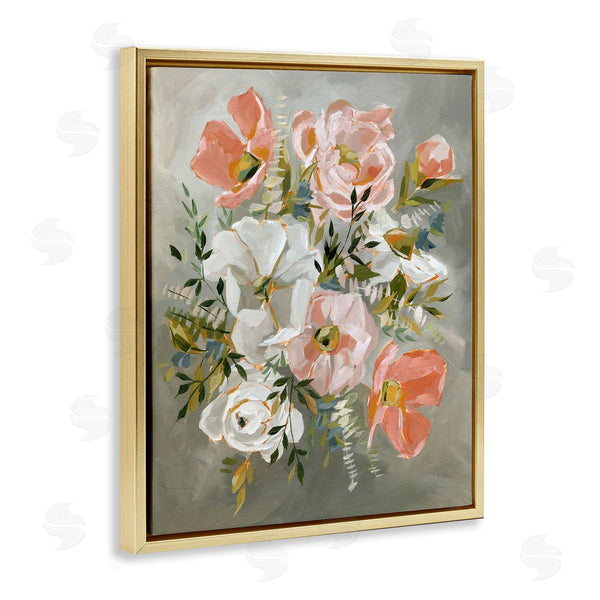 Stupell Industries Annie Quigley | Peachy Flowers On Grey