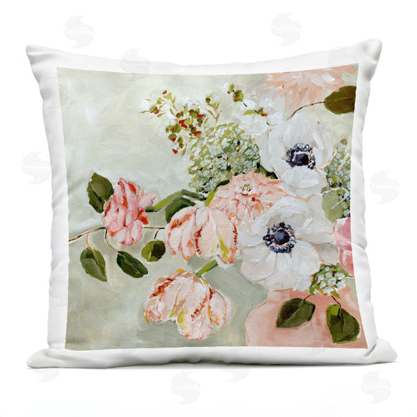 Stupell Industries Annie Quigley | Subtle Spring Pink & White Flowers Printed Throw Pillow