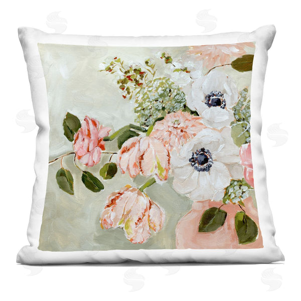 stupell industries Annie Quigley | Subtle Spring Pink & White Flowers Printed Throw Pillow