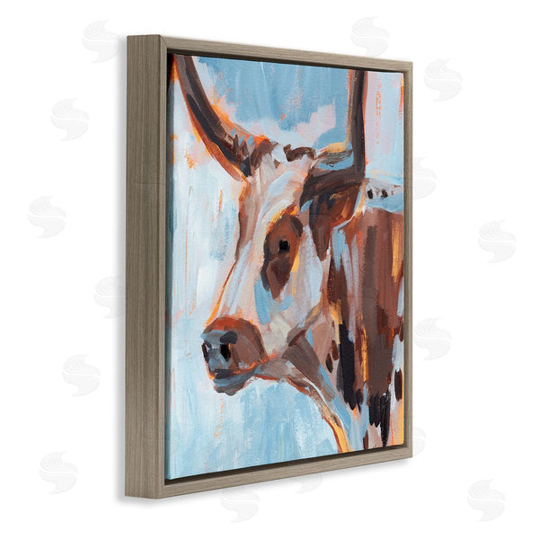Stupell Industries Annie Warren | Abstract Blue Longhorn Wall Art