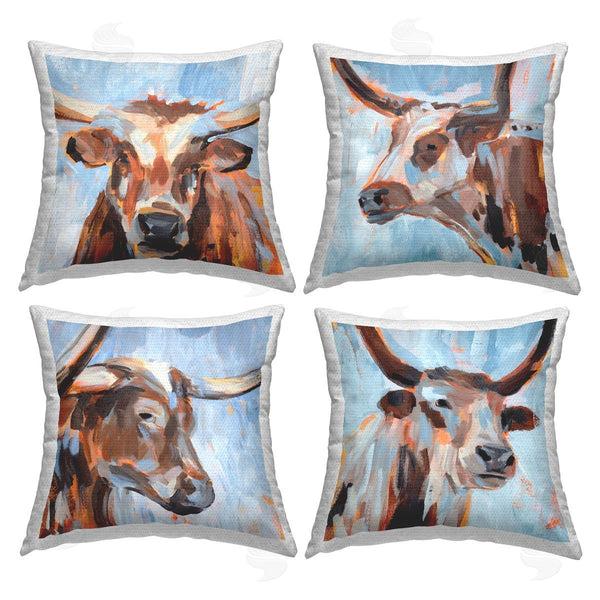 Stupell Industries Annie Warren | Abstract Cattle Portraits Printed Throw Pillow Set