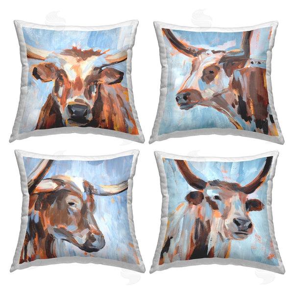 stupell industries Annie Warren | Abstract Cattle Portraits Printed Throw Pillow Set