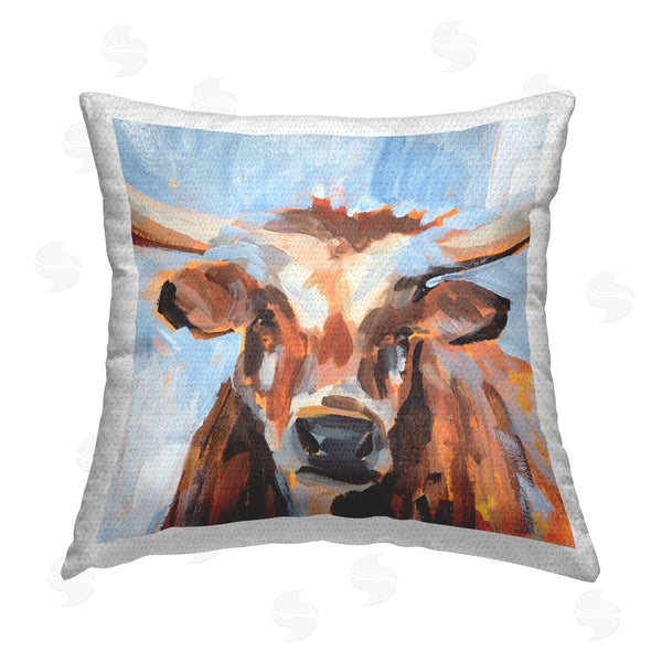 Stupell Industries Annie Warren | Abstract Farm Cattle Portait Printed Throw Pillow