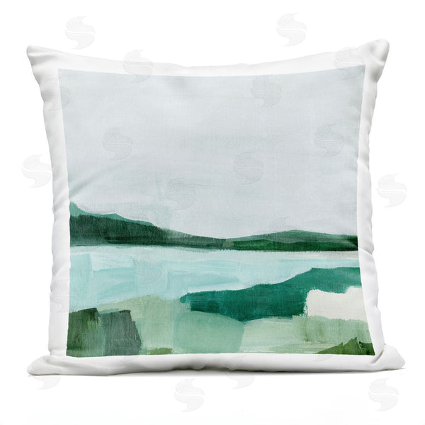 Stupell Industries Annie Warren | Abstract Flowing Lake Green Nature Printed Throw Pillow