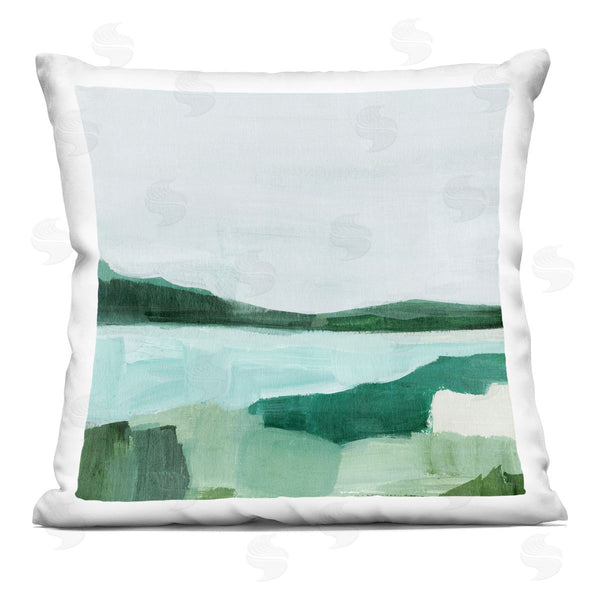 stupell industries Annie Warren | Abstract Flowing Lake Green Nature Printed Throw Pillow