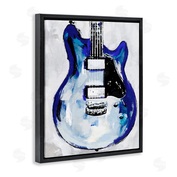 Stupell Industries Annie Warren | Abstract Rock Guitar Body Modern Blue Painting Wall Art