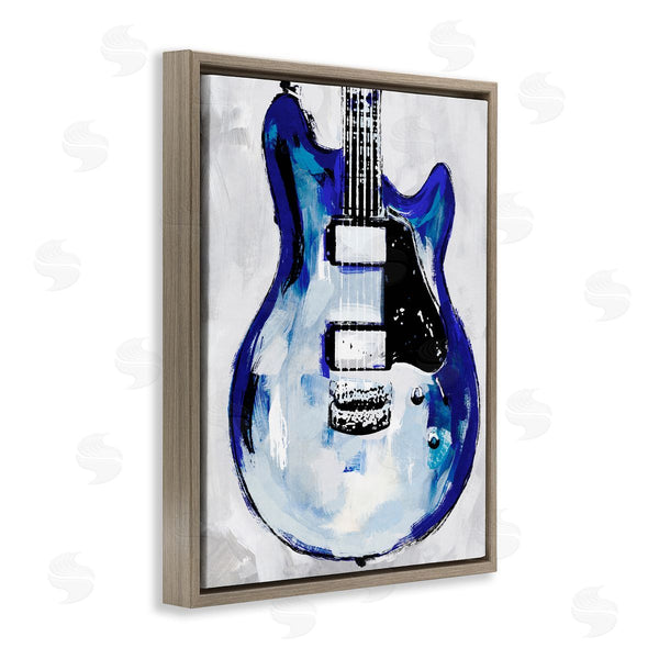 Stupell Industries Annie Warren | Abstract Rock Guitar Body Modern Blue Painting Wall Art