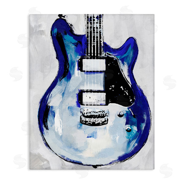 stupell industries Annie Warren | Abstract Rock Guitar Body Modern Blue Painting Wall Art