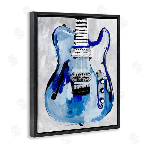 Stupell Industries Annie Warren | Abstract Rockstar Guitar Modern Painting Blue Grey Wall Art
