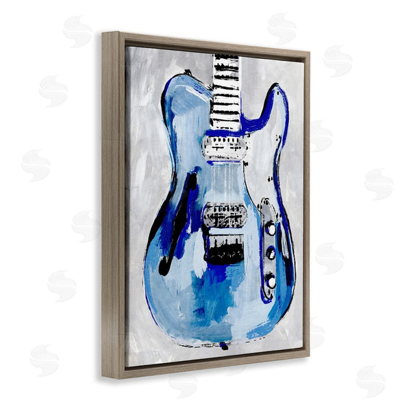 Stupell Industries Annie Warren | Abstract Rockstar Guitar Modern Painting Blue Grey Wall Art