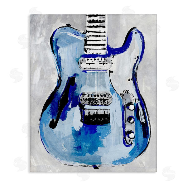 stupell industries Annie Warren | Abstract Rockstar Guitar Modern Painting Blue Grey Wall Art
