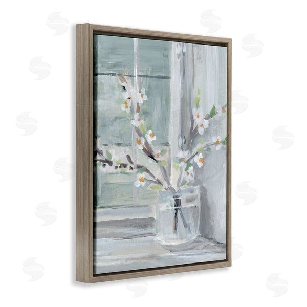 Stupell Industries Annie Warren | Abstract White Flower Window Sill Contemporary Still Life Wall Art