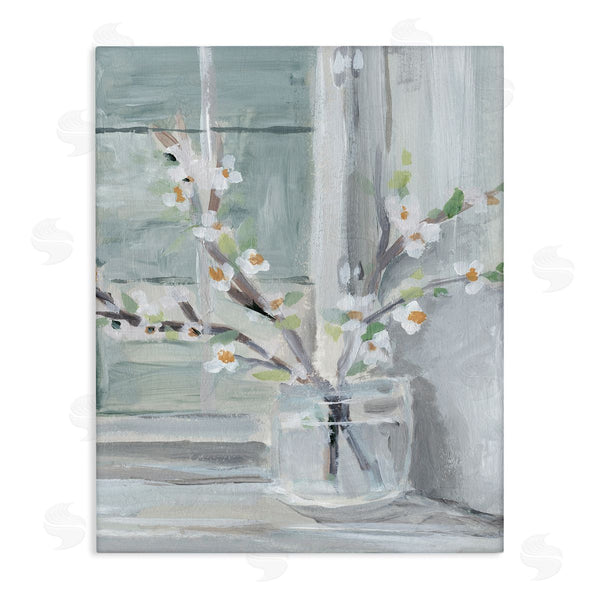 stupell industries Annie Warren | Abstract White Flower Window Sill Contemporary Still Life Wall Art