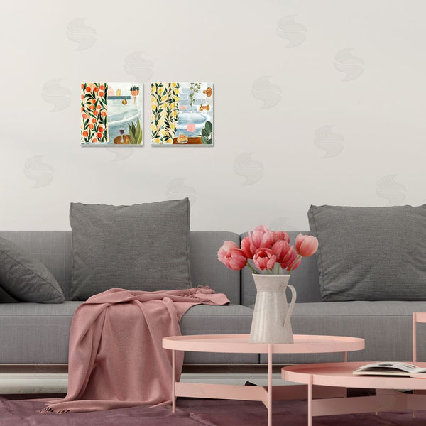 Stupell Industries Annie Warren | Bathroom Tub And Curtains Interiors Wall Art